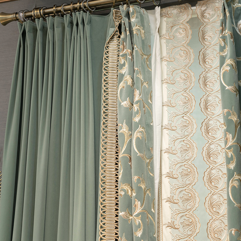 Rideaux en velours teal brodé, - Sustainable Living Officer avis et prix